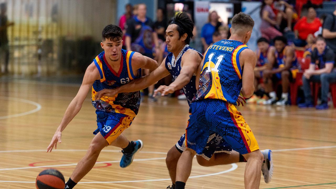 Ned Stevens on a drive to the basket. Darwin Basketball Men's Championship Round 20: Ansett v Tracy Village Jets. Picture: Che Chorley