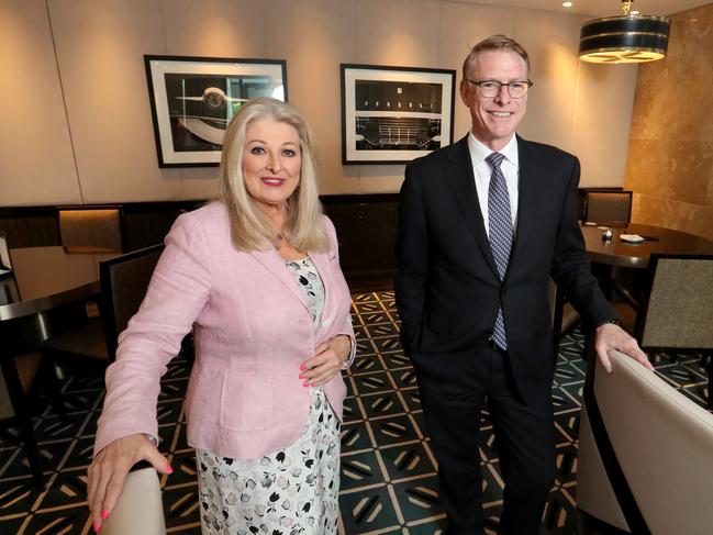 24/01/2020 Crown Resorts new Chair Helen Coonan  with new CEO  Ken Barton in the Crystal Club at Crown, Melbourne.David Geraghty / The Australian.