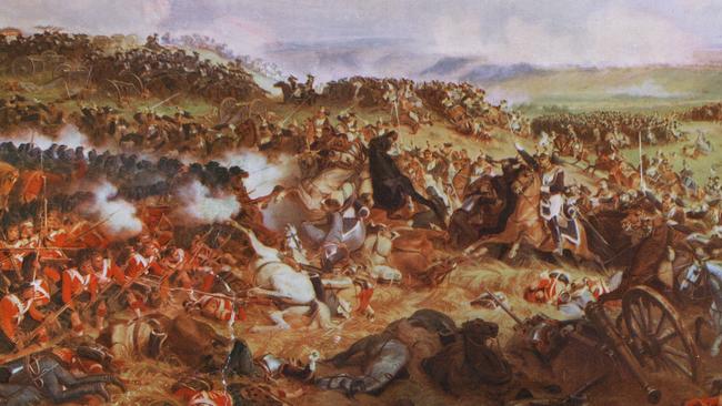 ‘Blood and conquer’ ... French Cuirassiers charge Scottish Highlanders in defensive square at the Battle of Waterloo, as painted by Henri Felix Philippoteaux.