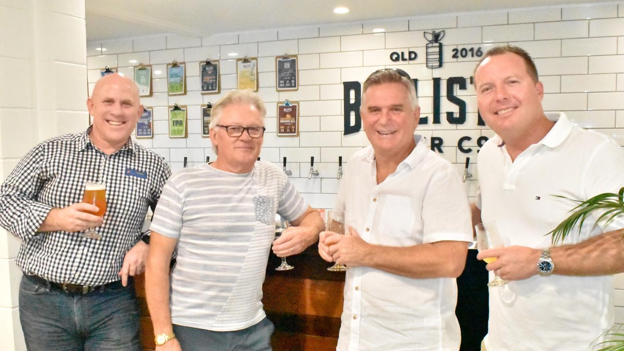 Paul Beardmore of Mackay, Mark Henry of Cannonvale, Al Grundy of Proserpine, and Shaun Cawood of Cannonvale at Ballistic Whitsundays' VIP launch. Picture: Kirra Grimes.