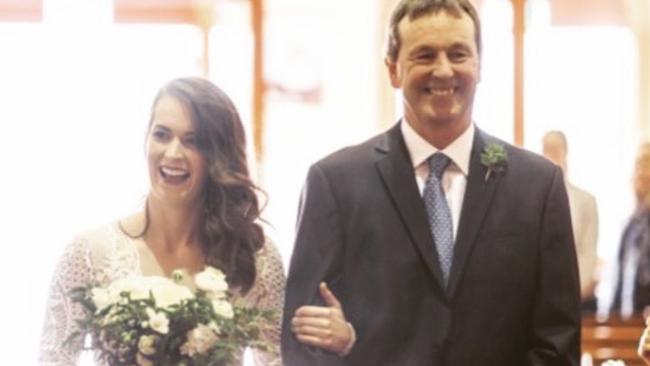 Neale Daniher walks daughter Lauren down the aisle on her wedding day in 2016. Picture supplied