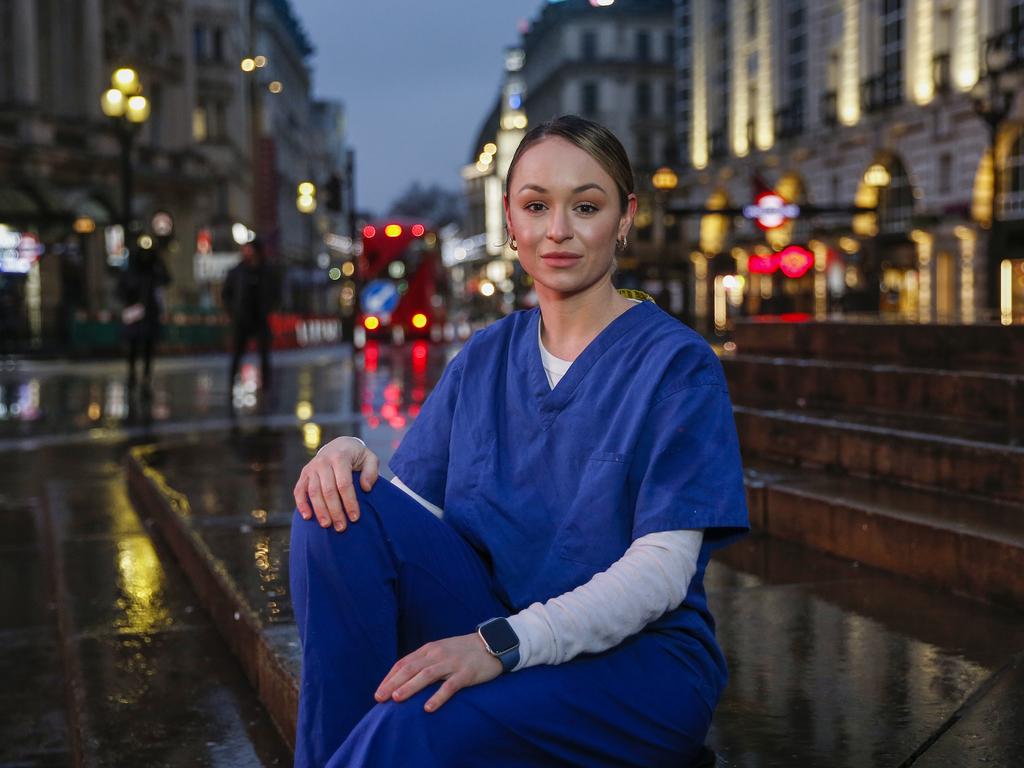 Kathryn Lennon, 25, at Piccadilly Circus in London. Picture: Hollie Adams