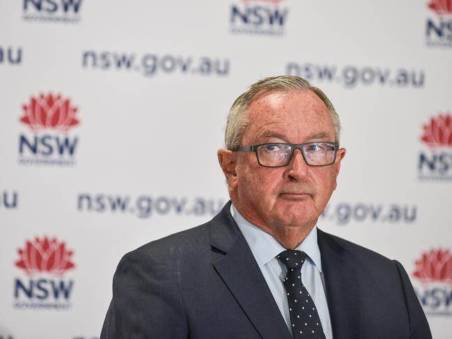 NSW Health Minister Brad Hazzard is the subject of legal action over public health orders requiring authorised workers from hot spots to have a vaccination by September 19, before they can work. Picture: NCA NewsWire / Flavio Brancaleone