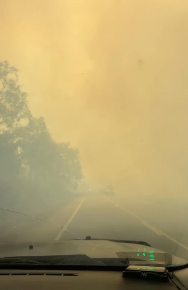 The Bruce Hwy is closed in both directions due to a grass fire in Julago, near Billabong Sanctuary.