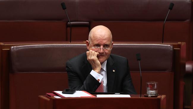 Senator David Leyonhjelm in the Senate Question Time in the Senate Chamber, Parliament House in Canberra. Picture Kym Smith