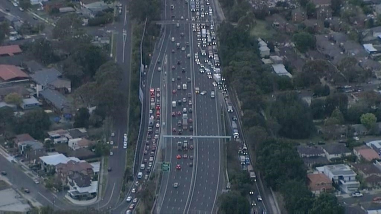 Multiple lanes on Sydney's M4 were closed. Picture: Channel 7