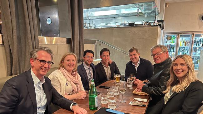 The Nine legal team defending the Ben Roberts-Smith defamation claim. (L-R) Nicholas Owens, Lyndelle Barnett, Dean Levitan, Nick McKenzie, Chris Mitchell, Chris Masters, Tess McGuire. Picture: Twitter