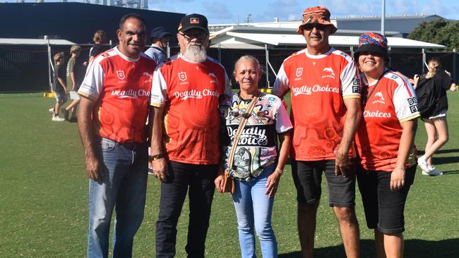 Spectators out and about to enjoy the Dolphins vs Titans NRL trial match at the Sunshine Coast Stadium. Picture: Eddie Franklin.