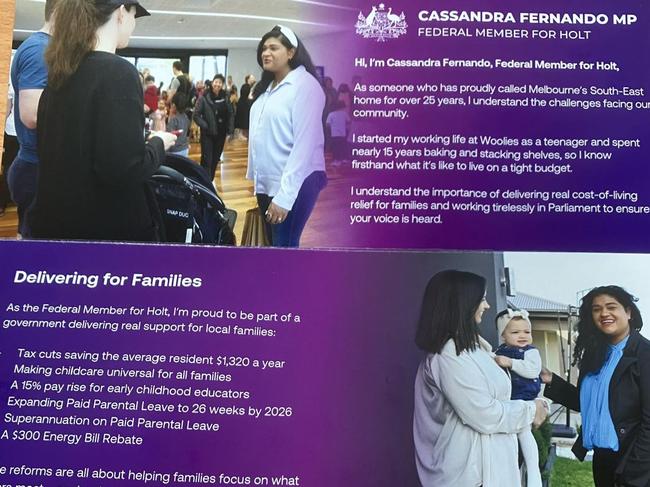 A purple flyer from Member for Holt Cassandra Fernando.