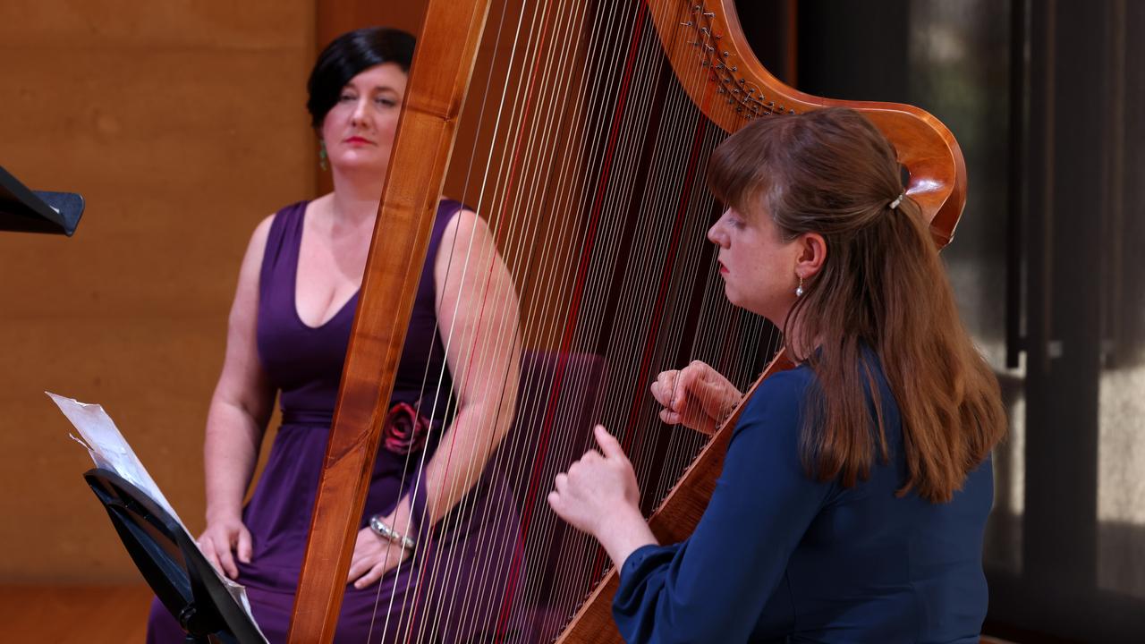 Adelaide Festival 2022. Dolcissimo – Resonance: Chamber Landscapes, soprano Anna Fraser and baroque harpist Hannah Lane. Picture: Tony Lewis, supplied