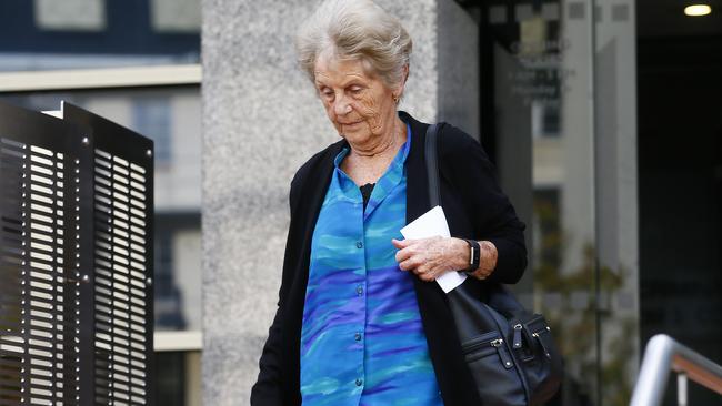 Mark Eather's mother-in-law, Patricia Ann McCauley, is seen leaving the Magistrates Court in Hobart. Picture: MATT THOMPSON