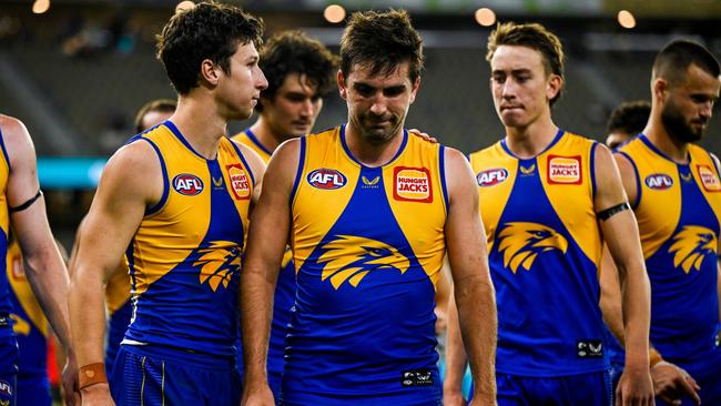 The Eagles are doing it tough. Picture: Daniel Carson/AFL Photos via Getty Images