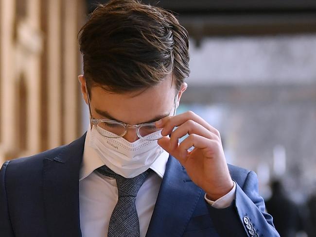 Timothy Pitt leaves the District Court Sir Samuel Way Building after receiving a suspended sentence for importing a marketable quantity of a border controlled drugs . Tuesday,August,3,2021.Picture Mark Brake