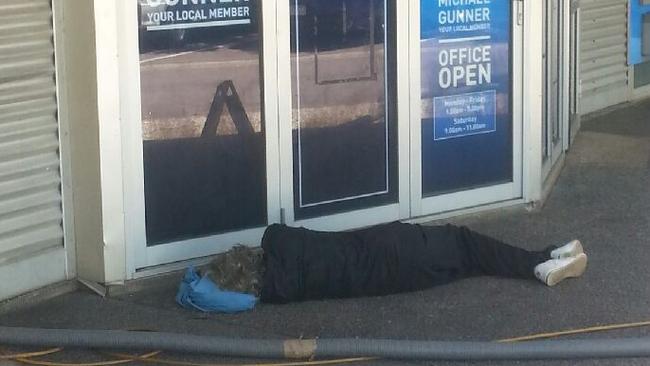 One person found a nice place to sleep out front of the office of NT Chief Minister Michael Gunner.