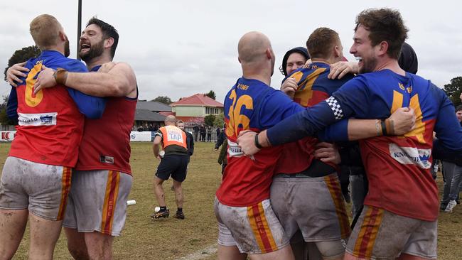 Fairpank celebrates after last year’s grand final win. Picture: Andy Brownbill