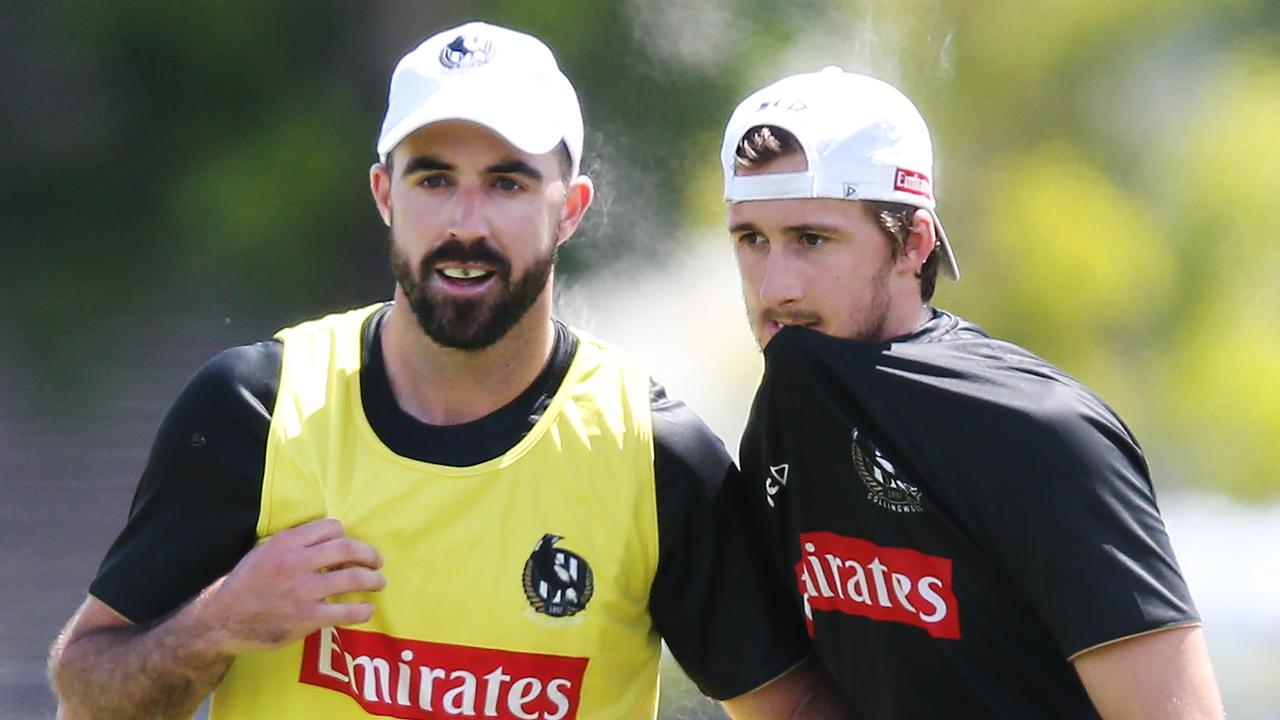 Steele Sidebottom and Tom Phillips during a training session at the Holden Centre.