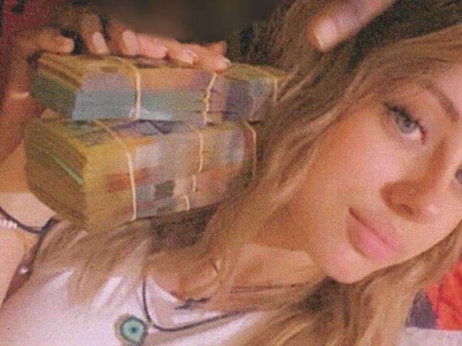 Images of Isabella Fazzari handling cash prior to her arrest in January 2023. Picture: Supplied by Courts SA.