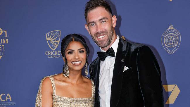 Australian Cricket Awards at Crown Casino. Glenn Maxwell and his wife Vini. Picture: Ian Currie