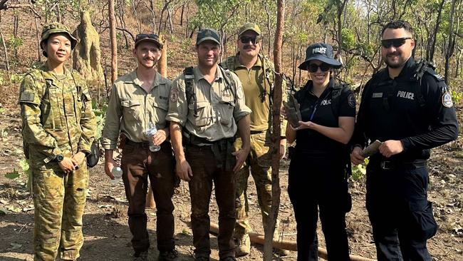 Members from the ADF, Wildlife Rangers and NT Police safely detonated a 25-pound artillery shell this week. Picture: Supplied.