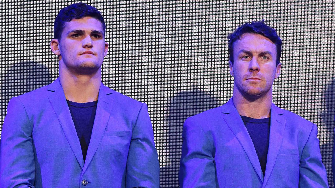 Nathan Cleary and James Maloney during the NSW State of Origin team announcement.