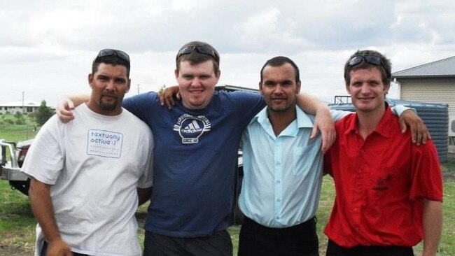 MATESHIP: Clinton Thompson (far right) stands high with his mates. Pic: Supplied