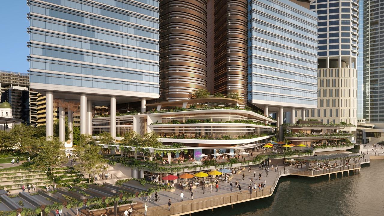 An artist’s impression of the riverwalk at the new $2.1 billion Waterfront Brisbane