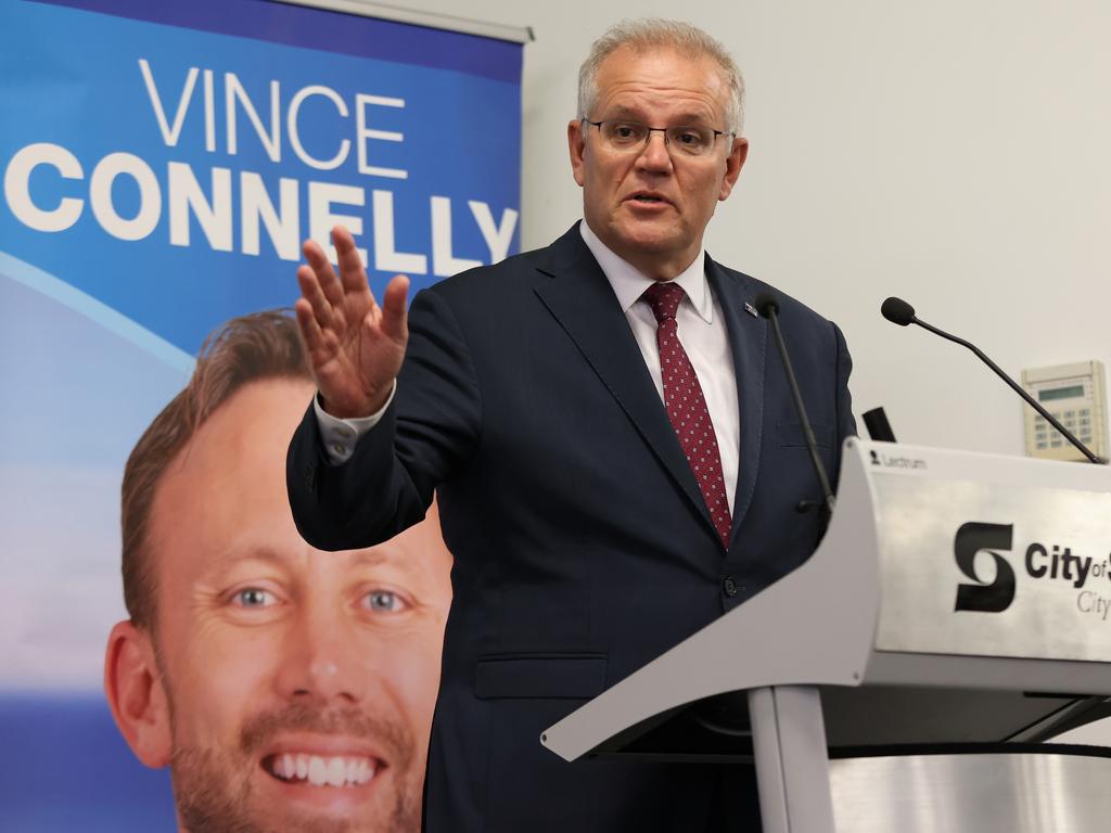 Scott Morrison has thrown his support behind WA Coalition candidates, including Vince Connelly. Picture: Paul Kane/Getty Images