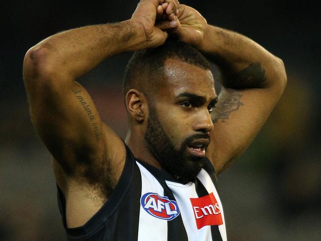 Collingwood v Brisbane at the  MCG, Melbourne  Australia , 16th August 2014.  Collingwood's Heritier LumumbaPic : George Salpigtidis