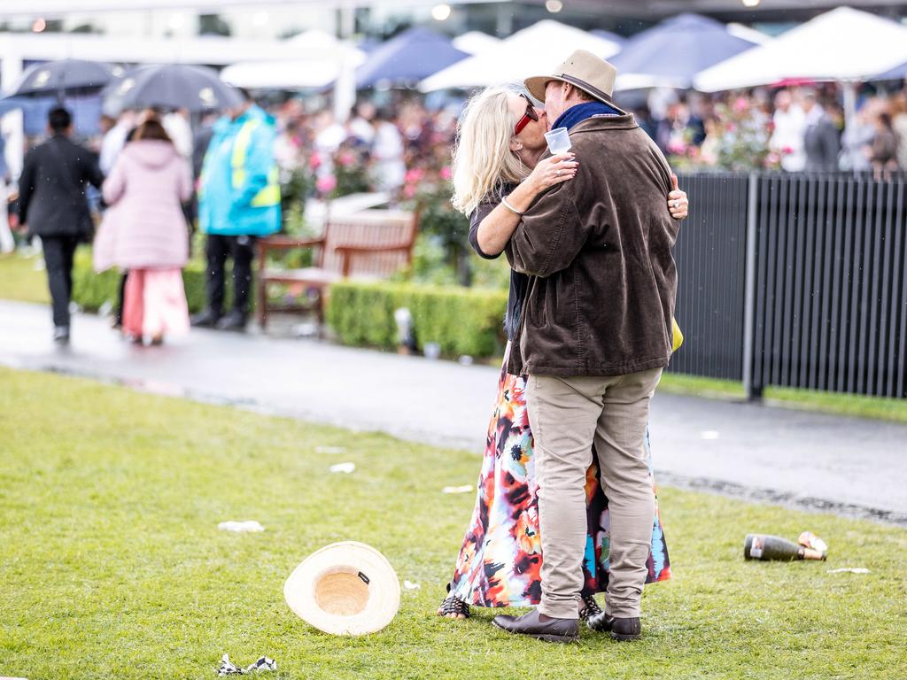 Romance on display at Flemington. Picture: Jake Nowakowski