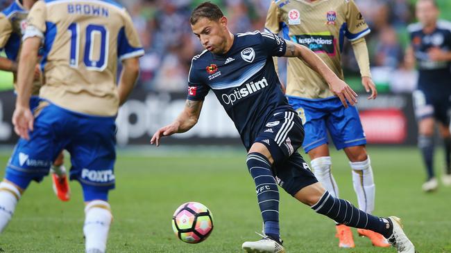 MELBOURNE, AUSTRALIA — NOVEMBER 26: James Troisi the City runs with the ball during the round eight A-League match between Melbourne Victory and the Newcastle Jets at AAMI Park on November 26, 2016 in Melbourne, Australia. (Photo by Michael Dodge/Getty Images)