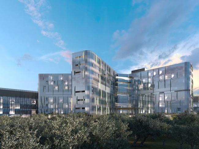 The new $3.2 billion Women's and Children's Hospital next to the Royal Adelaide Hospital. The government has announced the second tranche of funding - $427 million - that will fund the car park and changes to Port Road. Picture: Supplied / SA Government