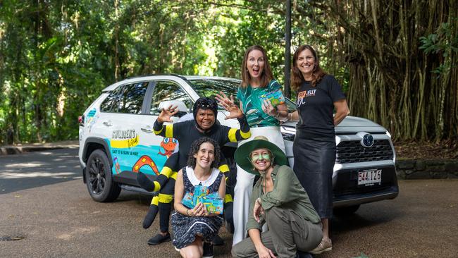 The Cairns Children's Festival is set to bring top-tier entertainment to the Far North. (Clockwise from the top) Cairns mayor Amy Eden, Box Jelly Theatre Company artistic director Rachel Terry, actor Natalie Taylor, local teacher Sari Lorner, actor Rosie Omundsen. Picture: Supplied by Cairns Regional Council