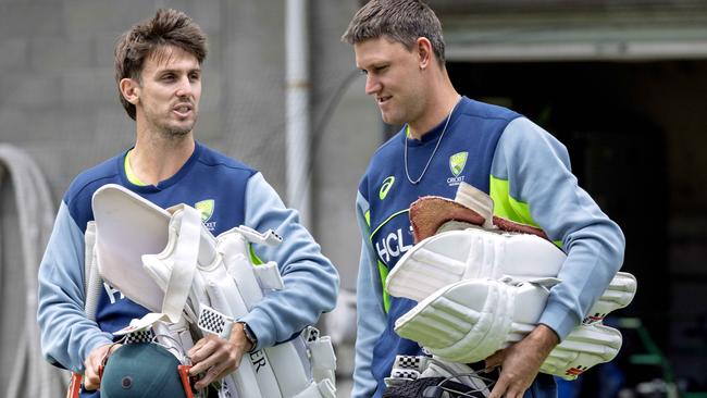 An out-of-form Mitchell Marsh (left) makes way for Beau Webster (right) in the starting Australian XI. Picture: David Geraghty.