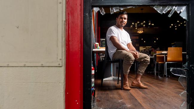 Yogi's Way owner Yogi Bhairab has been left with the clean up bill after the thieves smashed in the front door. Photograph: Che Chorley