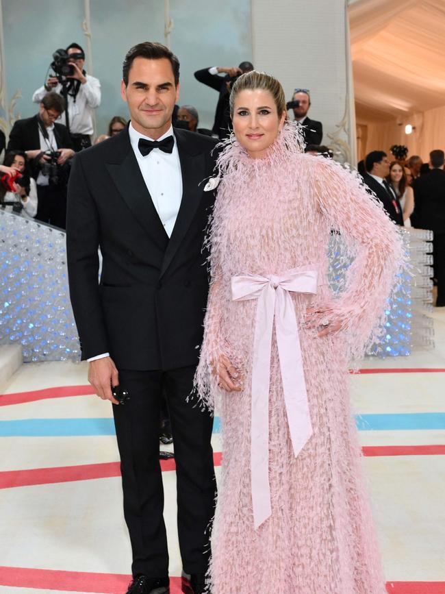 Roger Federer and wife Mirka at the 2023 Met Gala. (Photo by Angela WEISS / AFP)