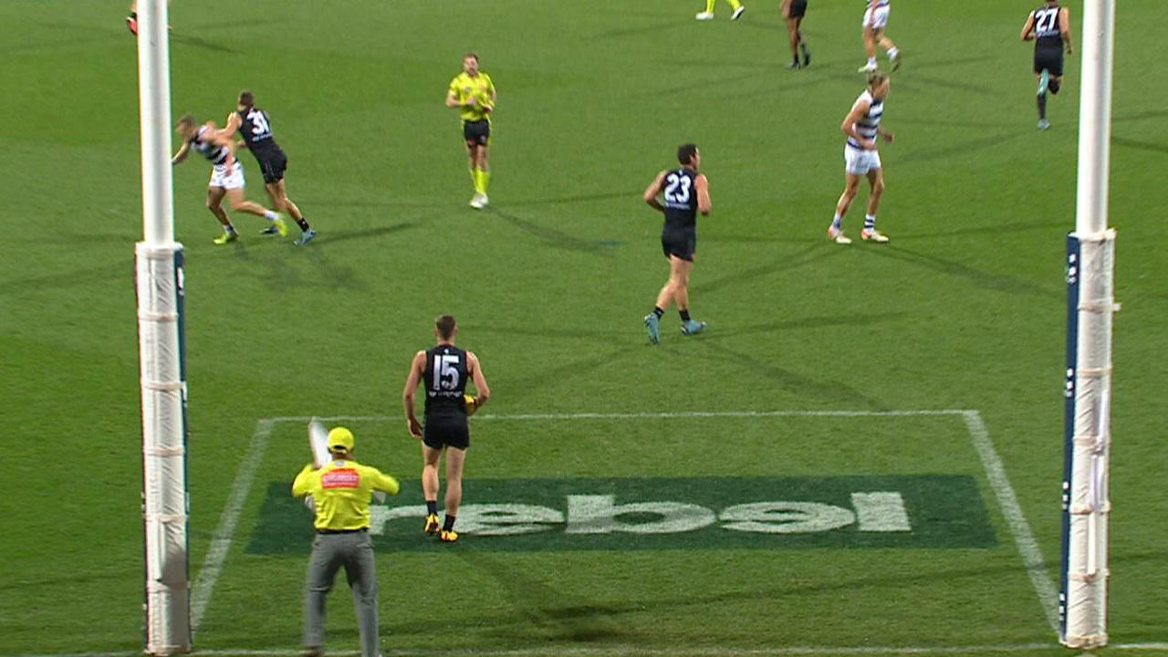 Joel Selwood earned a touchy free kick in the first term.