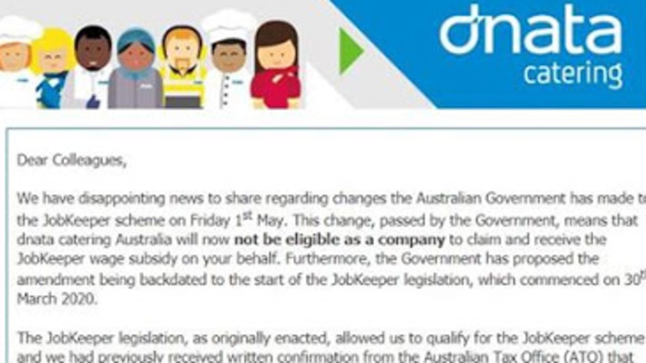 Dnata told its employees on Monday they would not be eligible for JobKeeper.