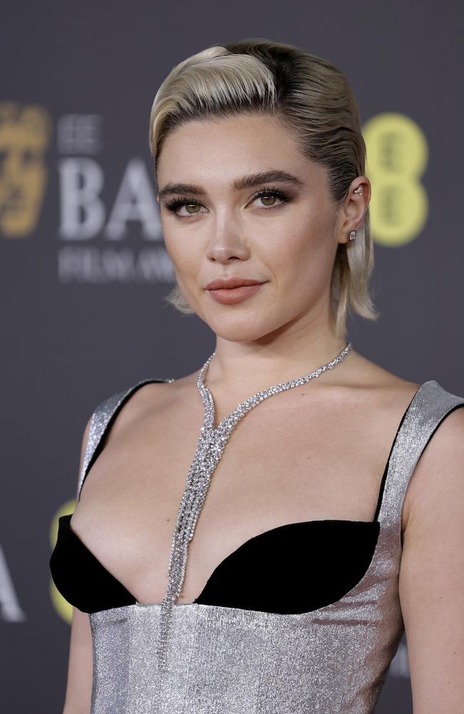 Florence Pugh wears a bustier dress by Harris Reed. Picture: Getty Images