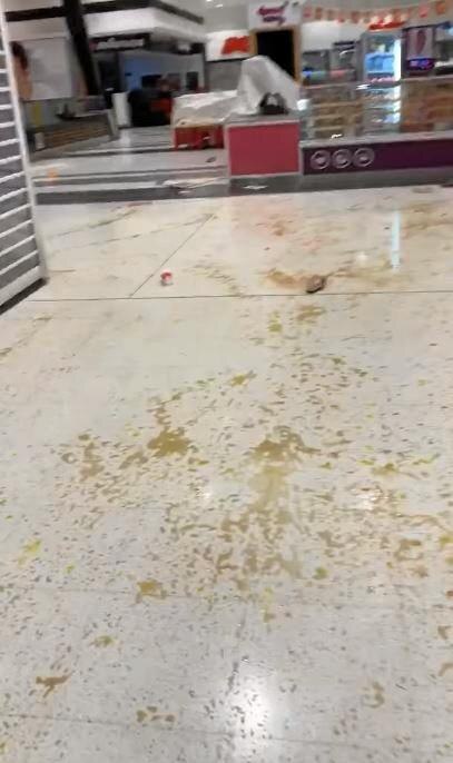 Shots from the video footage Jacinta Corbett took on her phone after vandals targeted Stockland's Donut King on Thursday night.