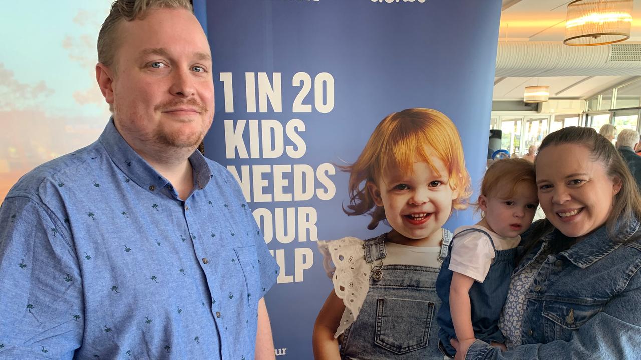 Chris and Jacqueline with Emilia at their Jeans for Genes Day fundraiser on Saturday. Picture: Supplied