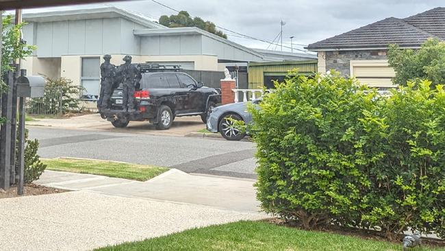 Police storm Ms Pehlivanidis Flinders Park this week. Taken by a neighbour. Picture: Supplied