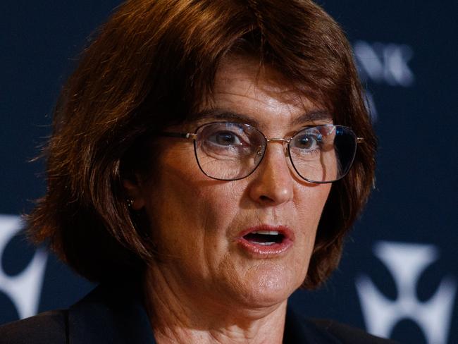SYDNEY, AUSTRALIA - NewsWire Photos APRIL 1, 2025: RBA Governor Michele Bullock during a press conference on Tuesday. The Reserve Bank of Australia has announced the official cash rate will remain unchanged. Picture: NewsWire / Nikki Short