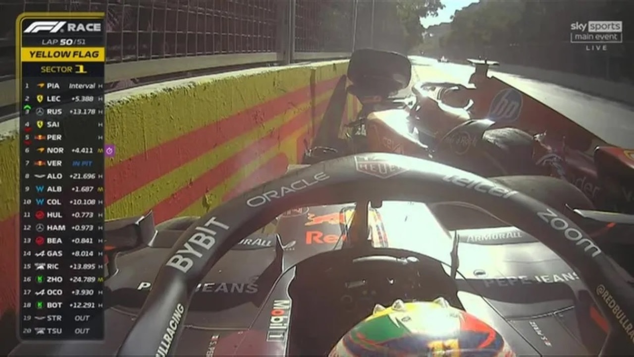 Sergio Perez and Carlos Sainz crash