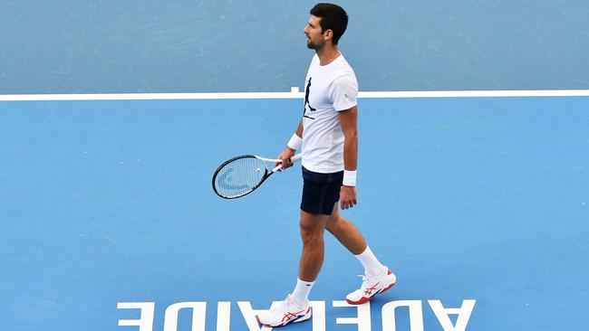 Novak Djokovic seen during a training session at Memorial Drive in Adelaide. NCA NewsWire / David Mariuz