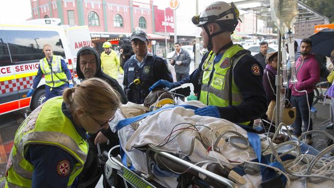 45-year-old woman was trapped under the train, later released by emergency services and taken by ambulance to Westmead hospital. Picture: Melvyn Knipe