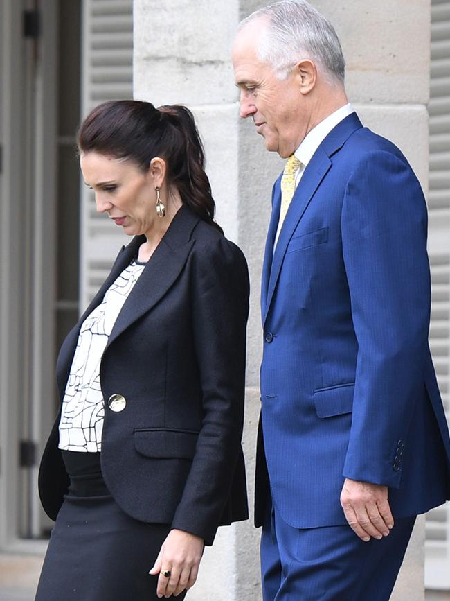 Australia's Prime Minister Malcolm Turnbull and New Zealand's Prime Minister Jacinda Ardern have both named as attractive leaders. Photo: AFP/ Dean Lewins