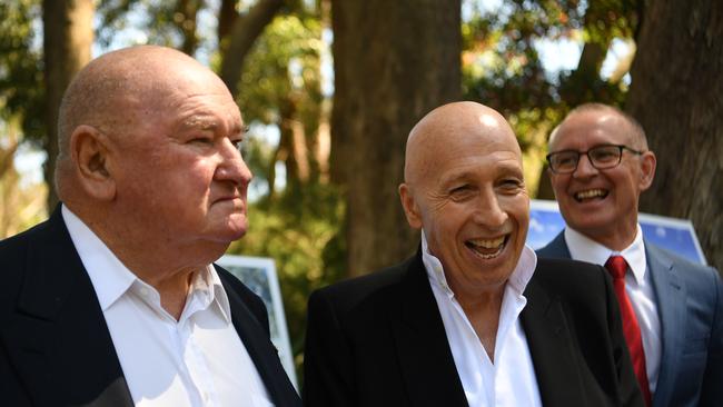 Lindsay Fox, Allan Zeman, Premier Jay Weatherill at the Cleland Wildlife Park re-development announcement. Picture: Tricia Watkinson