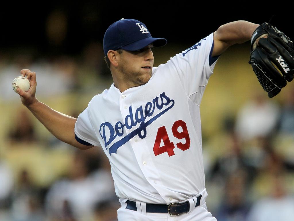 Charlie Haeger #of the Los Angeles Dodgers in 2010.