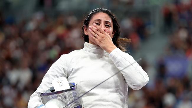 The 26-year-old thanked her family for helping her to compete. Picture: Al Bello/Getty Images