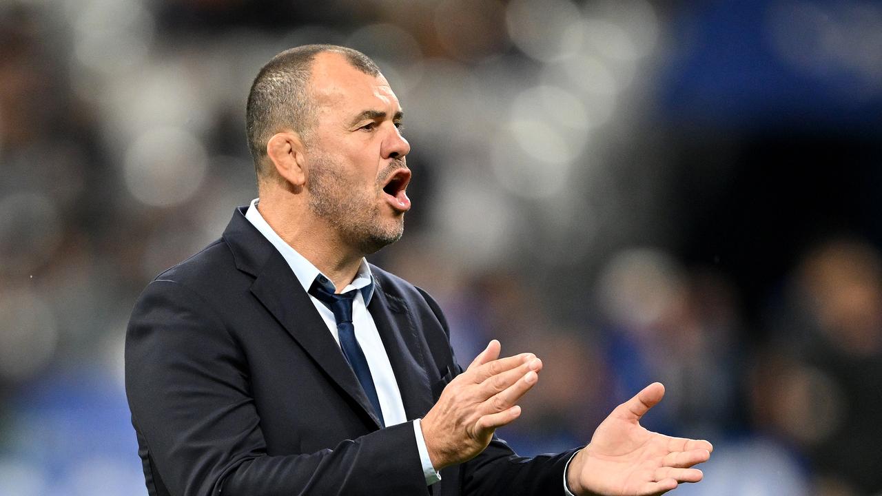 PARIS, FRANCE - OCTOBER 20: Michael Cheika, Head Coach of Argentina, applauds prior to the Rugby World Cup France 2023 semi-final match between Argentina and New Zealand at Stade de France on October 20, 2023 in Paris, France. (Photo by Shaun Botterill/Getty Images)